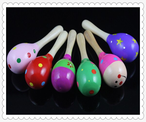 Wooden Maraca Wood Rattles Kids Musical Party favor Child Baby shaker ToySand hammer wood hammer color wooden rattles baby toys