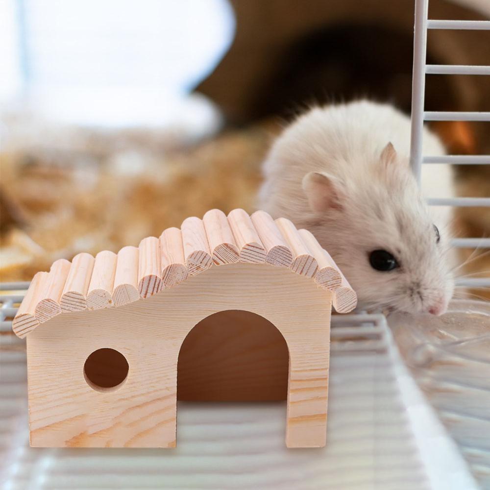 Wooden Hamster Nest Sleeping House Hut Toy Hedgehog Bed Dodge Assembly Chinchilla Mouse Hamster Nest Pad Small Animal Supplies