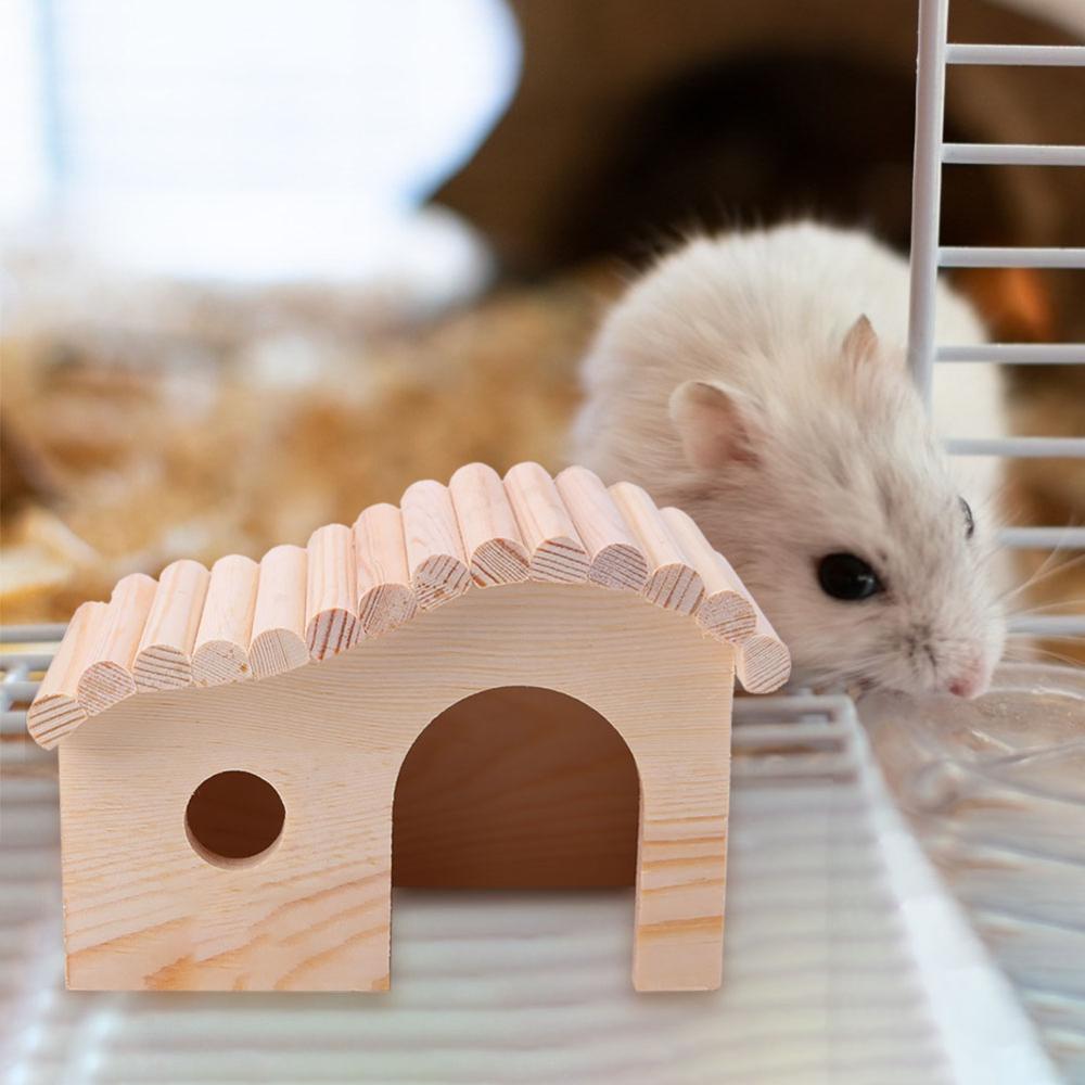 Wooden Hamster Nest Sleeping House Hut Toy Hedgehog Bed Dodge Assembly 