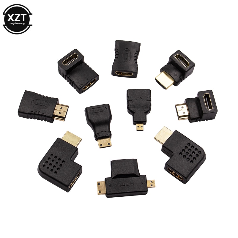 10 Pcs Hdmi Adapter Kit Hdmi Manvrouw 90 Hoek Links/Rechts Converter