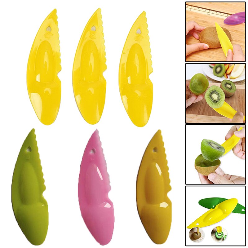 3pc/ set kiwi sked plast godis färg kiwi gräva skopa grönsak frukt kniv skärare skalare skärare köksredskap