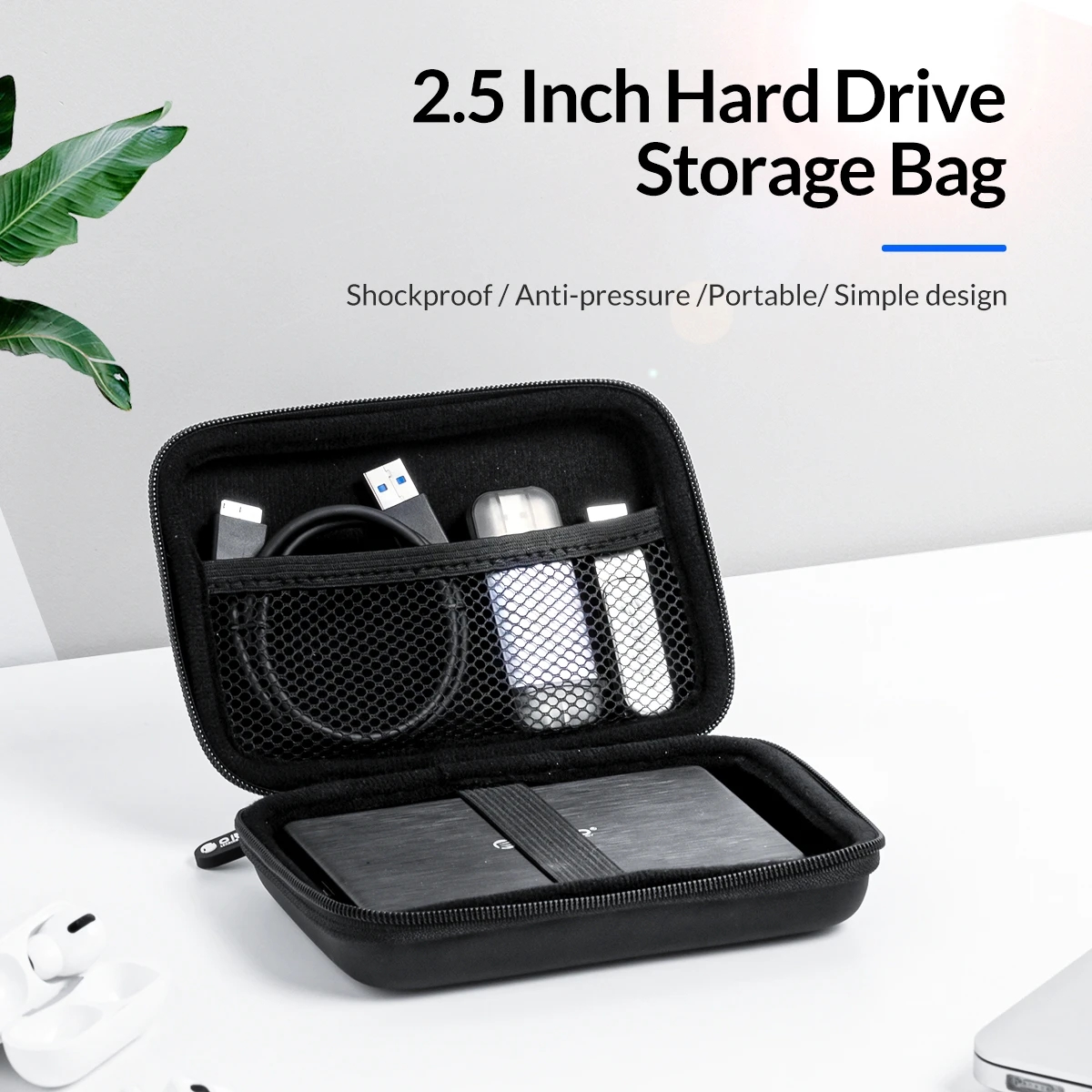 ORICO PHB Custodia da trasporto per disco rigido portatile da 2,5 pollici Borsa di archiviazione HDD per lettore di schede per cavo USB HDD SSD