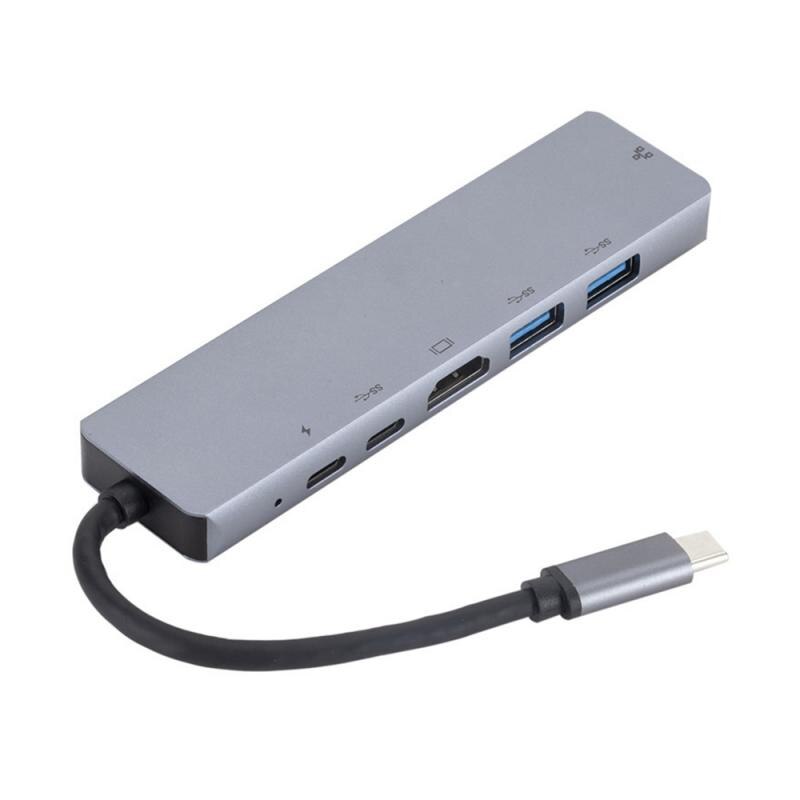 Professionele Mode 6 In 1 Usb Type C Hub Adapter Dock Met 4K Hdmi-Compatibel RJ45 Ethernet Lan lading Mobiele Telefoon Accessoire
