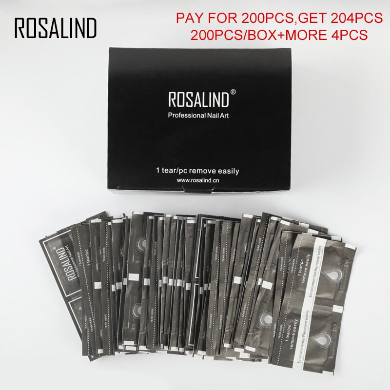 ROSALIND 200 stks/doos Nagellak Remover Nail Gel Lak Remover Wraps Niet-pluizende UV Verwijderbare Cleaner Gel Wraps
