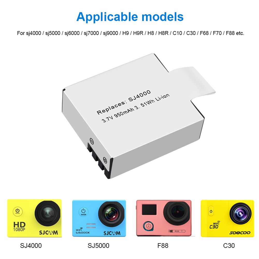PALO PG1050 SJ4000 PG900 Battery For SJCAM SJ5000 SJ6000 SJ8000 M10 EKEN 4K H8 H9 GIT-LB101 GIT Battery
