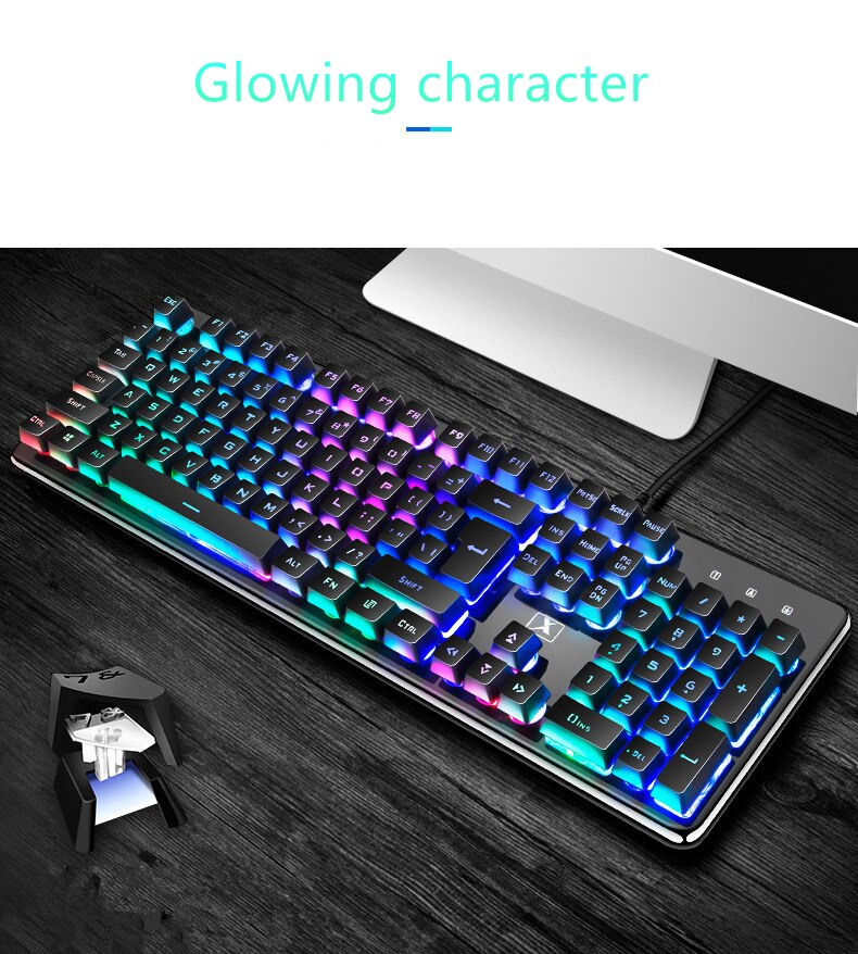 Clavier Gaming filaire, avec rétroéclairage, 3200Dpi, souris Gaming silencieuse, pour PC portable