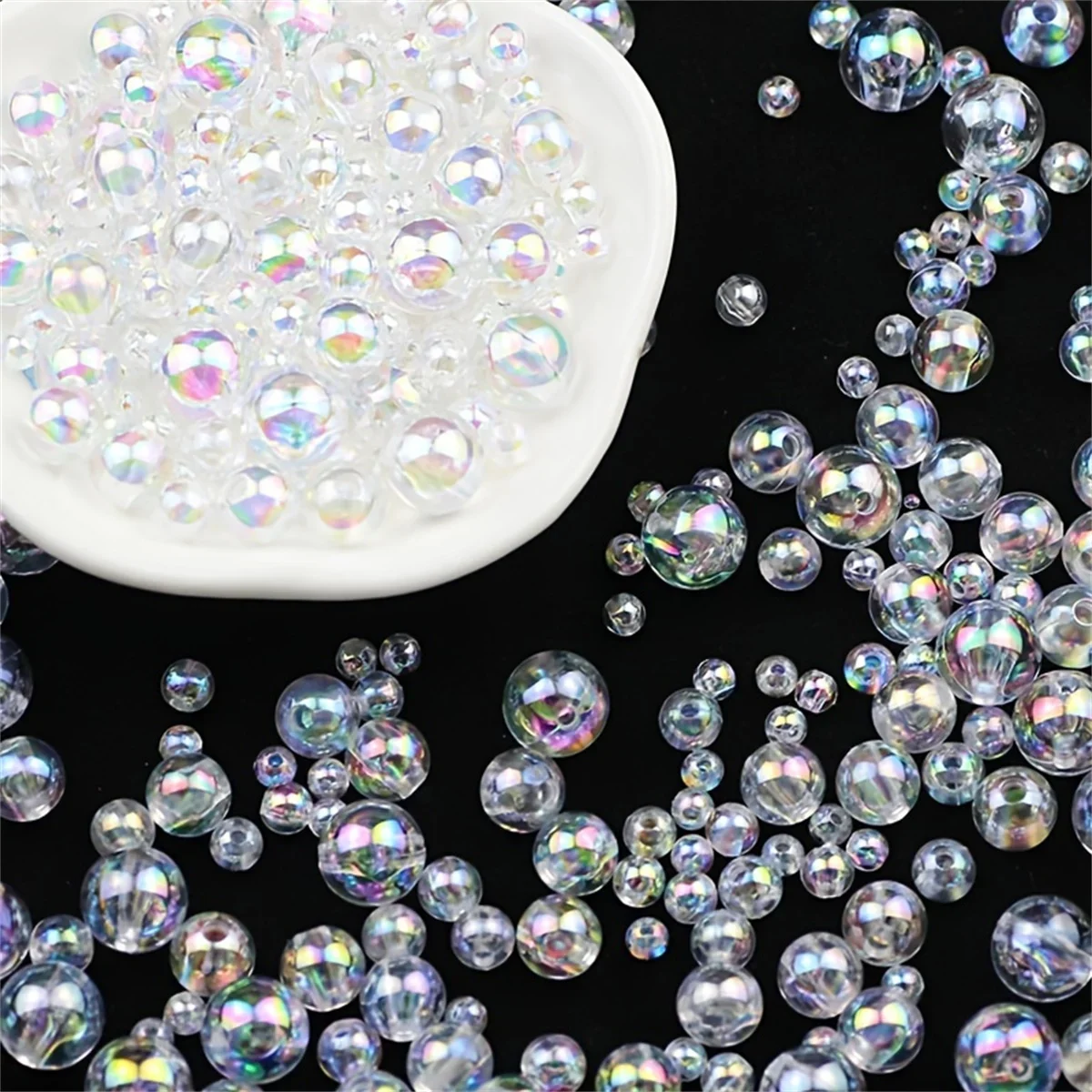 Cuentas de perlas de imitación ABS de 6mm/8mm/10mm, suministros de joyería DIY blancos transparentes para collares, pulseras y manualidades