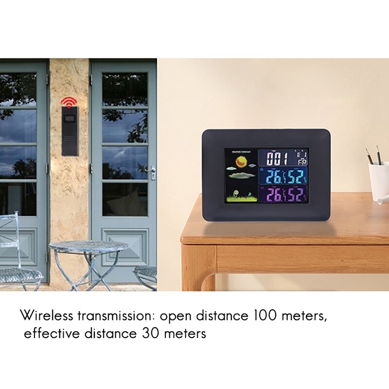Multi Function Wireless Weather Clock With Color Screen Weather Forecast And Wall-Mounted Clock EU Plug