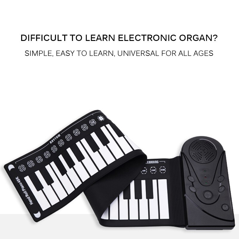 Piano pliant Intelligent à 49 touches, , en caoutchouc souple, pour enfants, clavier pliant, de noël