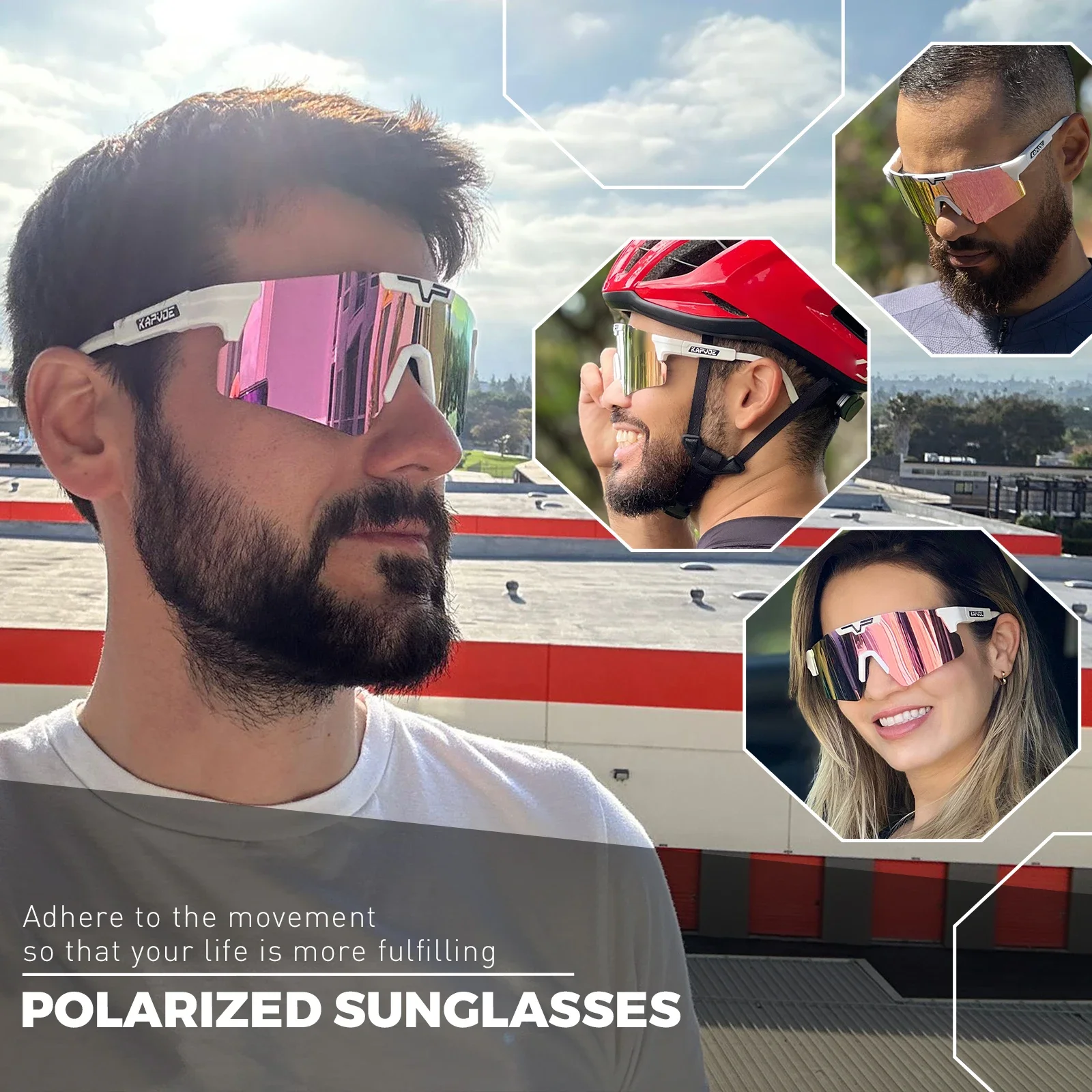 KAPVOE-Óculos De Sol De Ciclismo Polarizados Para Homens E Mulheres, Óculos De Esportes Ao Ar Livre, Óculos De Bicicleta, Bicicleta De Estrada, MBT, UV400