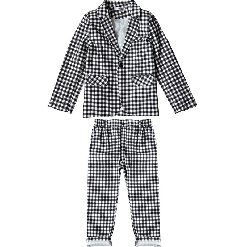 a cuadros traje Formal para niños chaqueta pantalones niños trajes de boda esmoquin niños vestidos de trajes de bebé de la primavera de la ropa de la escuela.