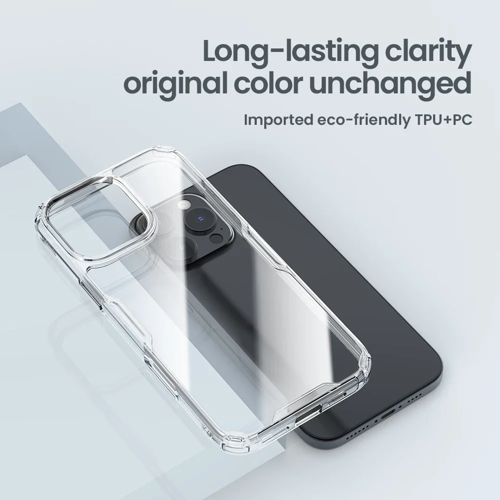 Nillkin para iPhone 16 Pro Max 16 Plus 15 Pro Max 14 Pro Max 13 Pro Max series TPU + PC funda trasera de teléfono transparente suave de silicona