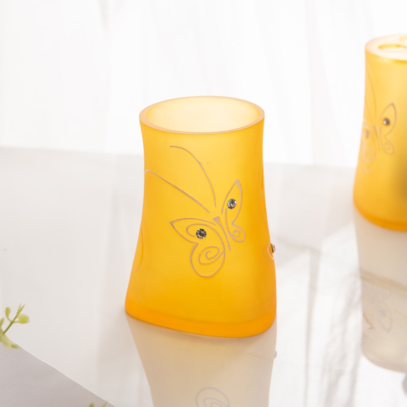 Amber Resin Bathroom Accessories Set Yellow Orange Soap Dish Mouthwash Cup Toothbrush Holder Soap Dispenser Lotion Bottle