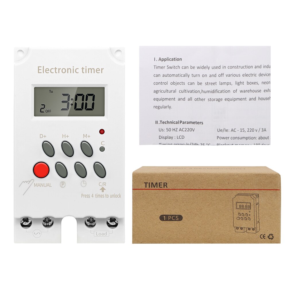 Digital Timer Switch Time Relay 220V 3A Programmable Din Rail Timer Switch Micro-computer KG316T-II Electronic Time Switch Relay