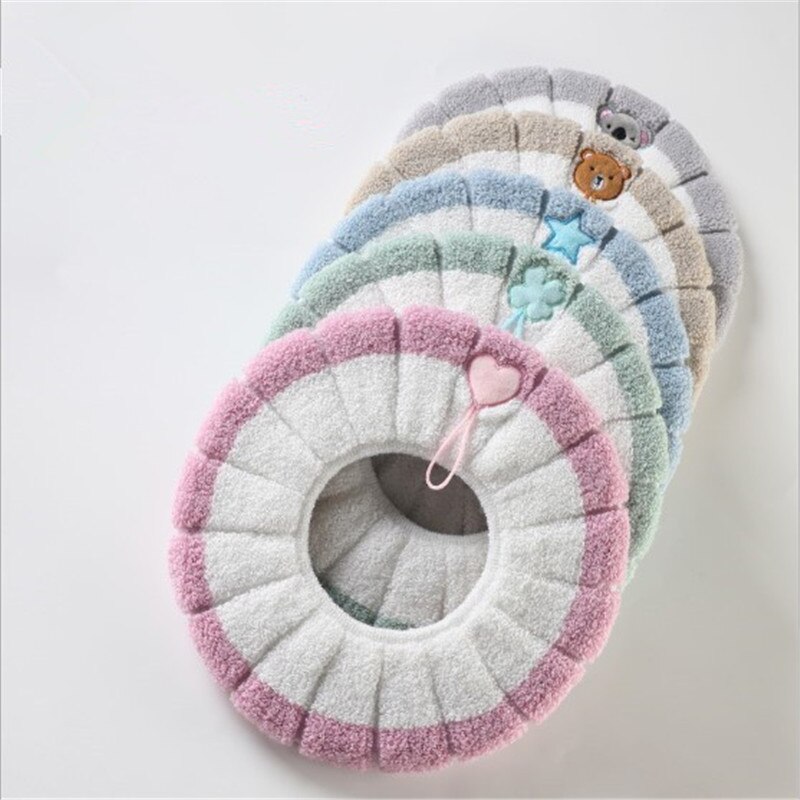 cómodo de invierno adulto de asiento de inodoro felpa aterciopelada grueso cálido baño Mat retrete lavable tapa Accesorios