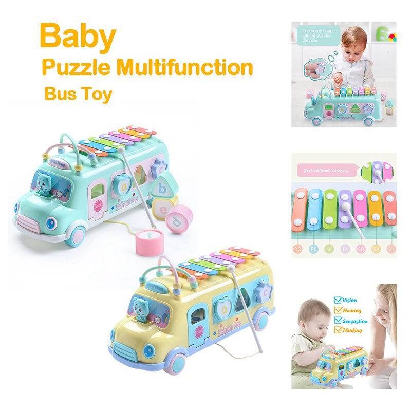 Baby Kind Muziek Puzzel Multifunctionele Bus Blok Klop Hamer Muziek Baby Muziekinstrument Speelgoed: Default Title
