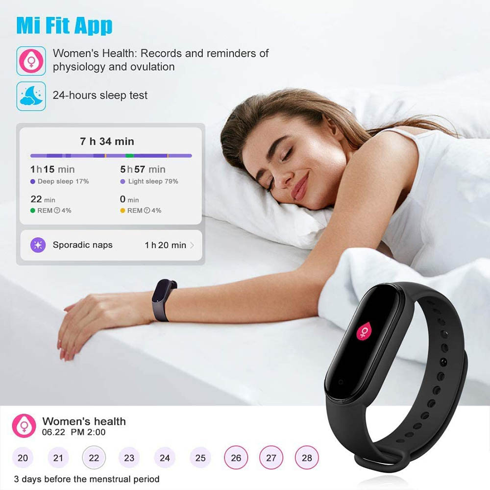 Xiaomi mi band 5 relógio inteligente, pulseira fitness, pedômetros para caminhar, monitor de frequência cardíaca, pedômetro, monitoramento de calorias à prova d&#39;água