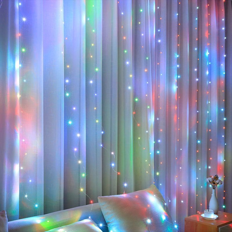 Guirnalda de cortina de 6x3M/3x3m en la ventana, guirnaldas de luces alimentadas por USB con control remoto, guirnalda de luces Led de Año , decoración navideña