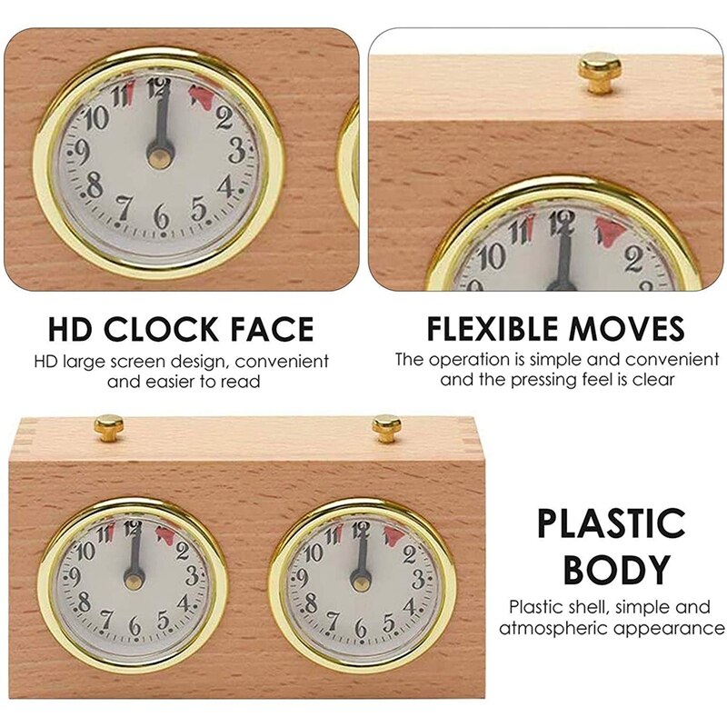 Chess Timer, Digital International Chess Clock, Wooden Count Up Down Chess Timer, Portable Chess Timer