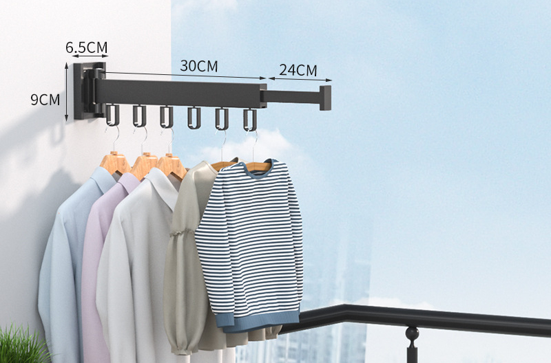 Intrekbare Doek Droogrek Opvouwbare Kleding Hanger Muur Mount Binnenversterker Buitenruimte Besparing Huis Waslijn: Donker Kaki