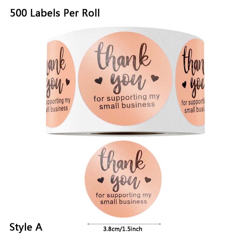 500x Zelfklevende Bedankstickers – Ronde 1 Inch Labels – Kraftpapier – Voor Cadeauverpakking, Enveloppen & Feestartikelen – Zwart