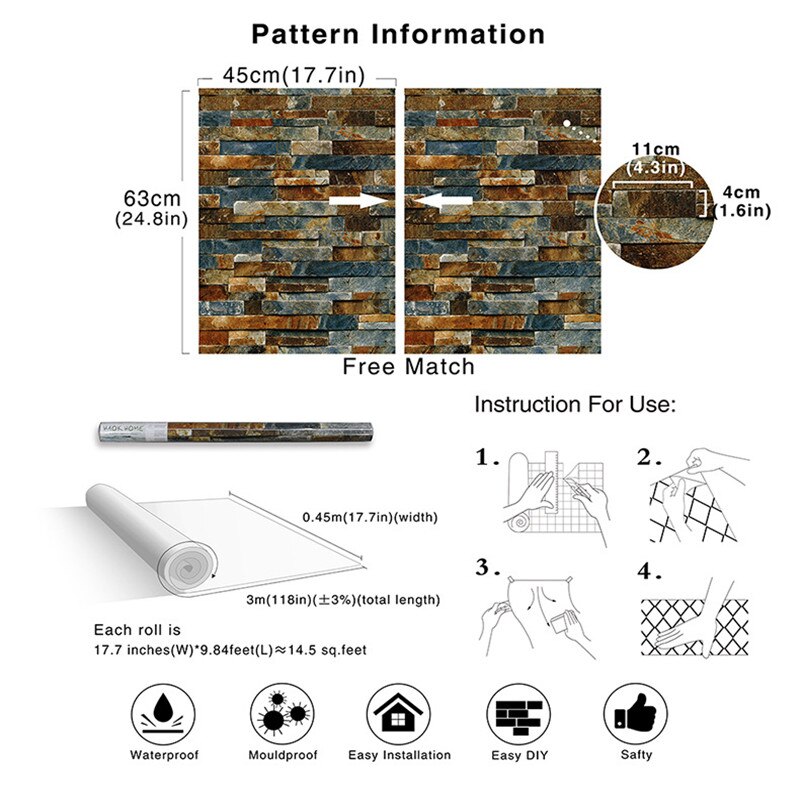 Self Adhesive Wallpaper Peel and Stick Wood Plank Vinyl Contact Paper Decorative Wall living room renovation sticker Wallpaper