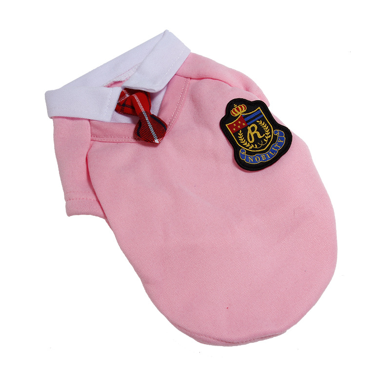 Pet school style hoodie cat dog college style couple wear kitten puppy school uniform skirt dog shirt cat T-shirt pet clothes: Pink tie / M