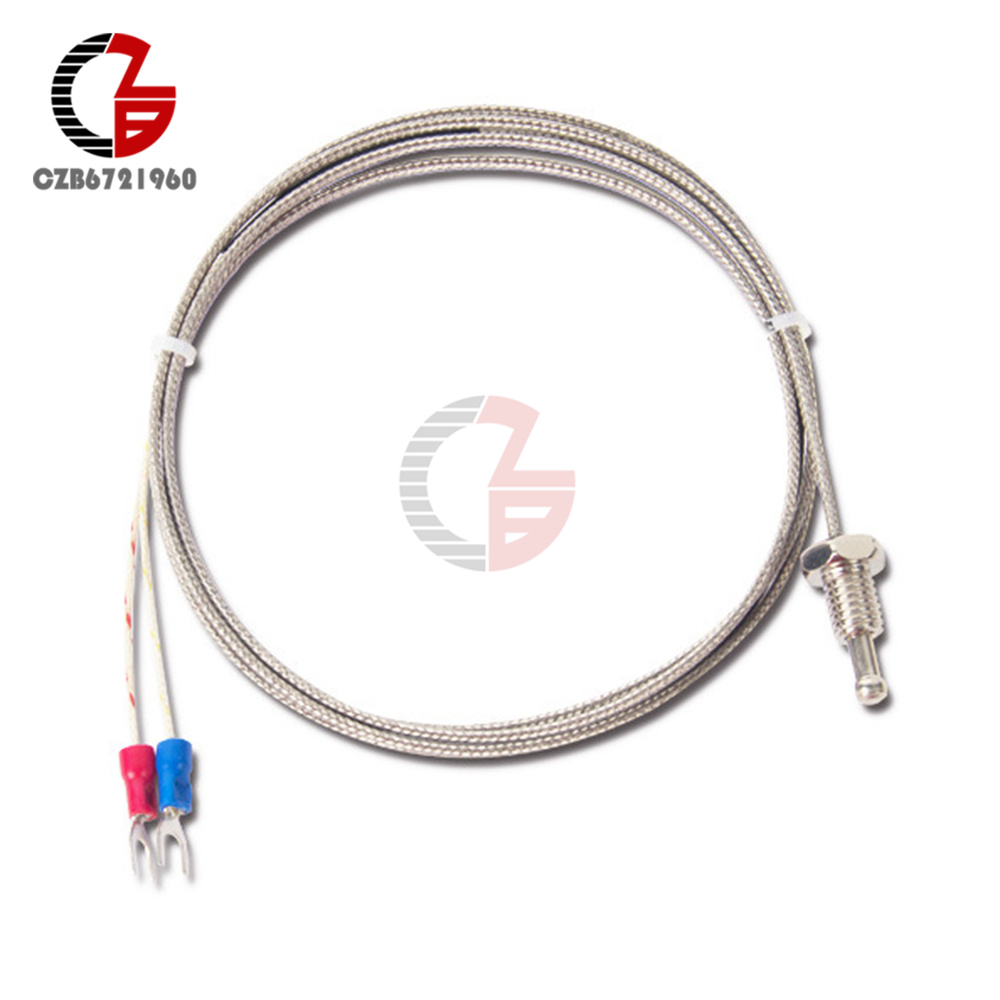 1m 2m pt100 m6 m8 k- type schroefthermokoppel temperatuurregelaar sensorsonde 0-800c roestvrijstalen thermische detectiesensor: Wit