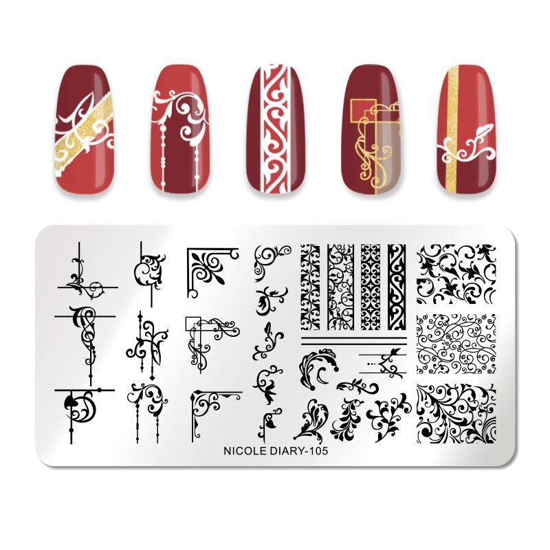 Nicole dagboek rechthoekige nagelstempelplaten roestvrij staal bloemen zomer strand afbeelding sjablonen nail art sjablonen gereedschap: 46773