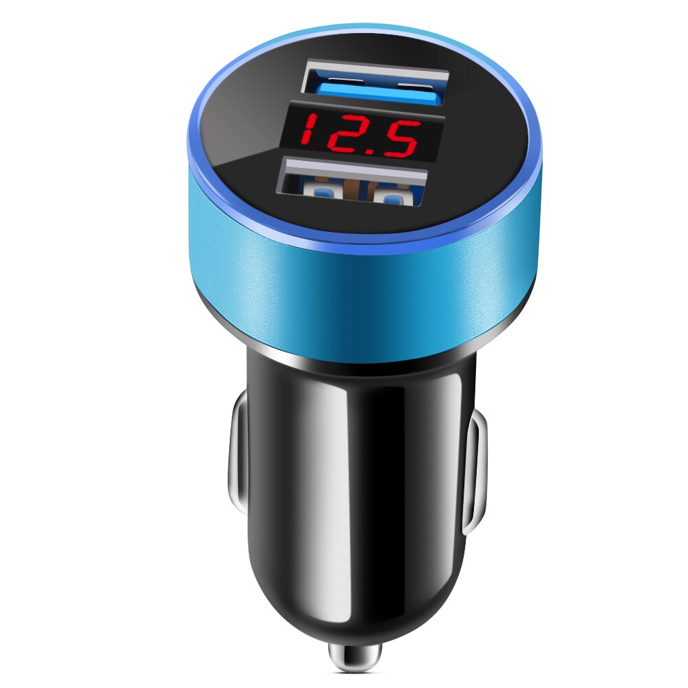 Carregador de carro 3.1a carga rápida porta usb dupla display led para mercedes benz w211 w203 w204 w210 w124 amg w202 cla w212 w220: Azul