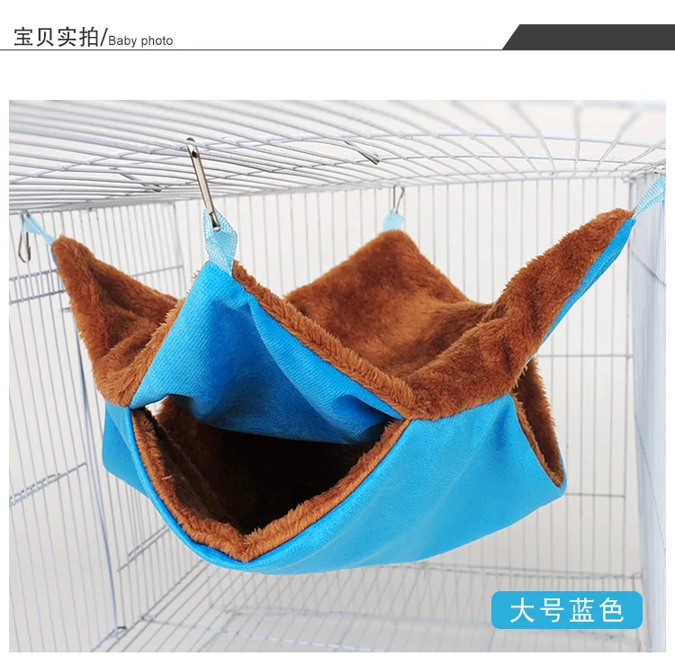 Hamaca de felpa de doble capa para mascotas, cama colgante cálida para hámster, hurón, cama colgante para gatos, roedores, hamaca, suministros para mascotas: naranja
