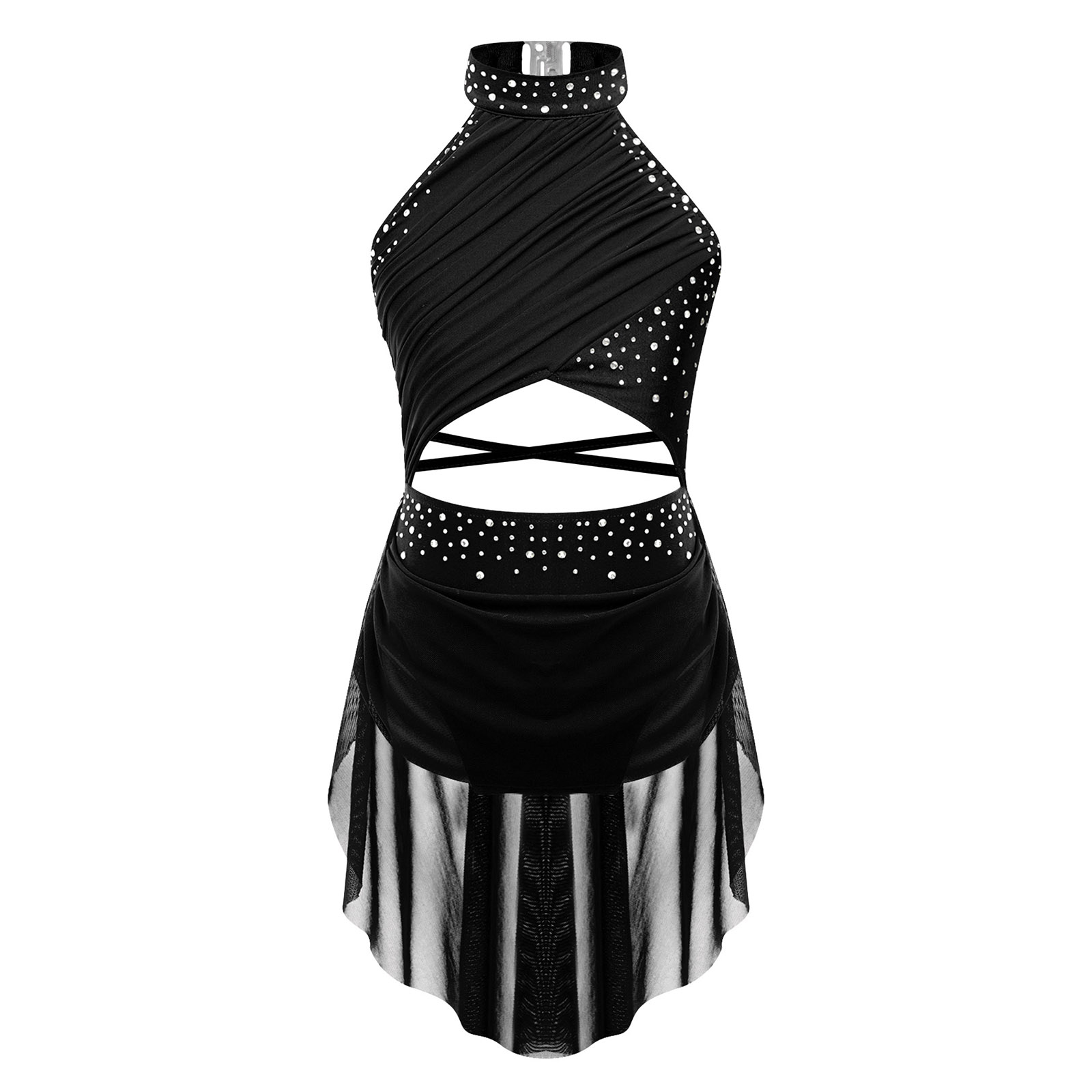 Kinderen Meisjes Ballet Turnpakje Jurk voor Lyrische Jazz Latin Dans Kostuum Backless Gymnastiek Jurk met Flowy Rok Stage Dancewear: XXL / green