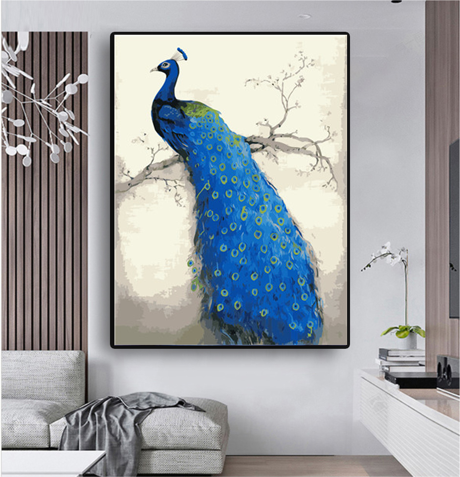 Home Decor peacock animal painting diy oil painting by numbers kit diy canvas painting unique for adults and children