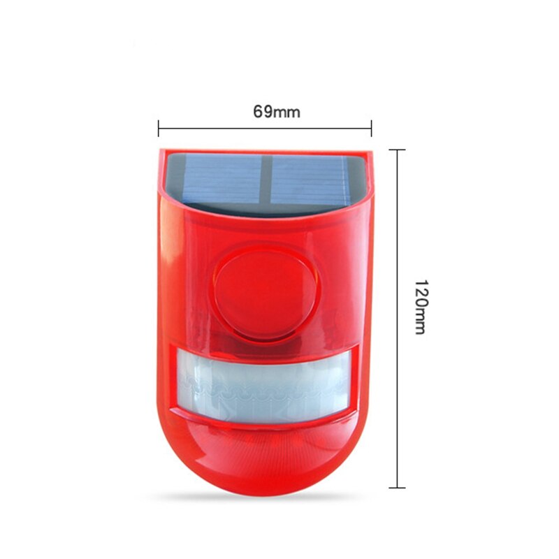 Sicherheit Alarm Solar Power Sirene Mit Strobe IP65 Wasserdichte 110dB Laute Sirene Eingebaute PIR Motion Sensor Für Haus Hof Im Freien
