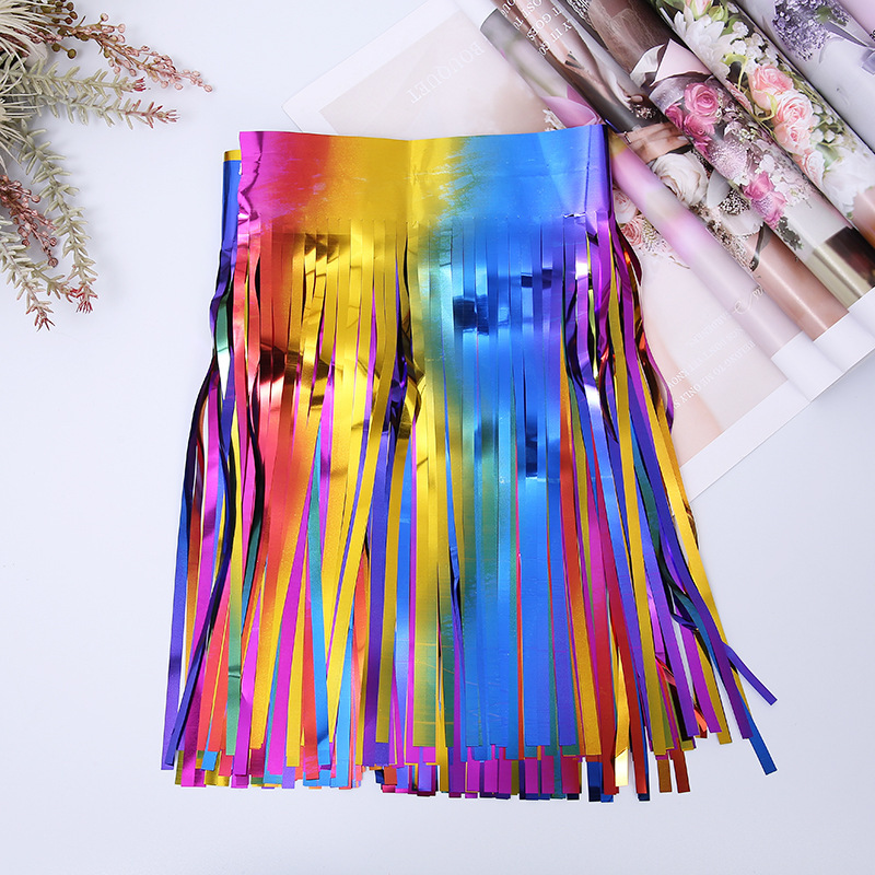 Guirnalda de flecos de aluminio, banderines de 30x300CM para colgar en la pared, cortina, telón de fondo, decoración para boda, de cumpleaños: L / Verde menta