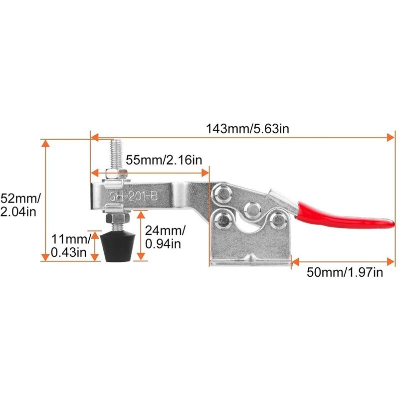 4PCS Toggle Clamp Vertical Hand Tools 201-B Horizontal Quick Release Toggle Clamp, Antislip Toggle Grips Tool
