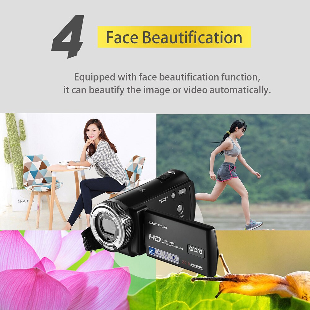 Portable Camcorder Vlogging 16X Digital Zoom Video Camera Photography FHD 1080P Wide Angle With Microphone USB Rechargeable