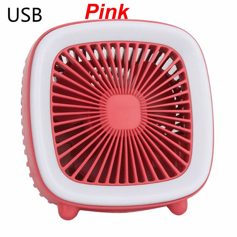 Kannettava mini pöytätuuletin retro tv-ilmanjäähdytin led-valolla usb 3 nopeutta kotitoimistomatkoille: Vaaleanpunainen