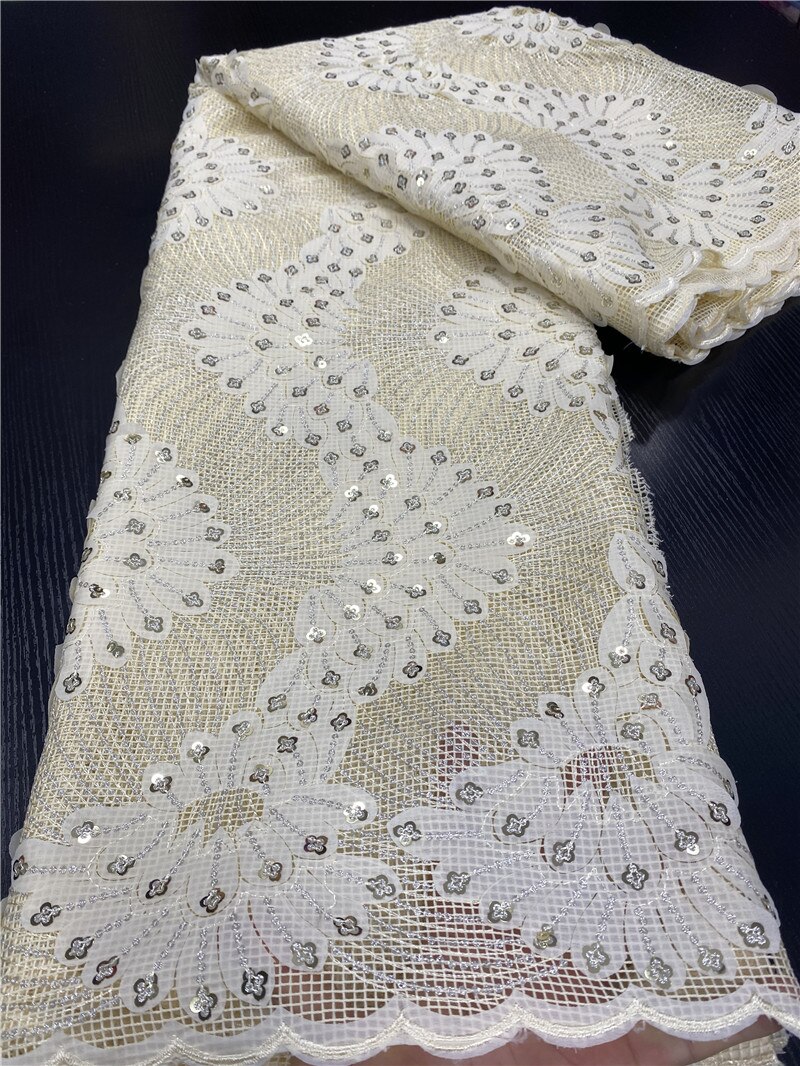 African Lace Fabric Nigerian Lace Fabrics Bridal Lace French Sequins Lace Fabric Sewing For Dress YA3469B-9