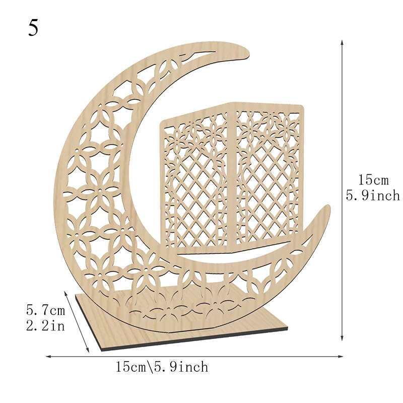 Eid Al-Fitr Decorations Wooden Crafts Carving Home Decorations Detachable Decorative Cartoon Handicraft Ornaments: 5