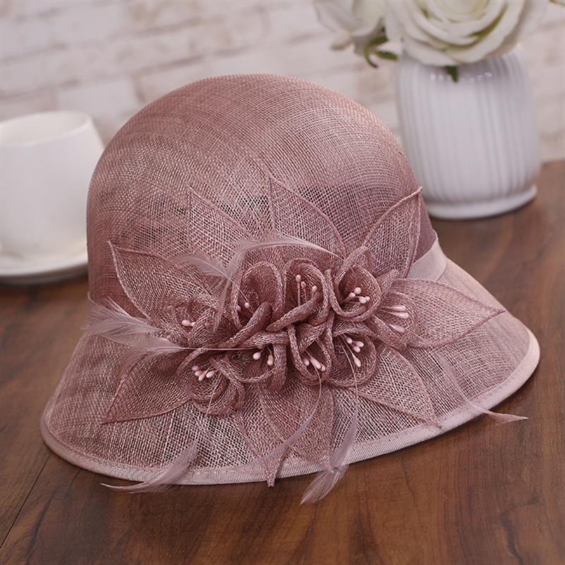 UK Lady Sinamay Hat Women Church Fascinators For Wedding Dress Kentucky Derby Hats Party Flower Fedoras Hats