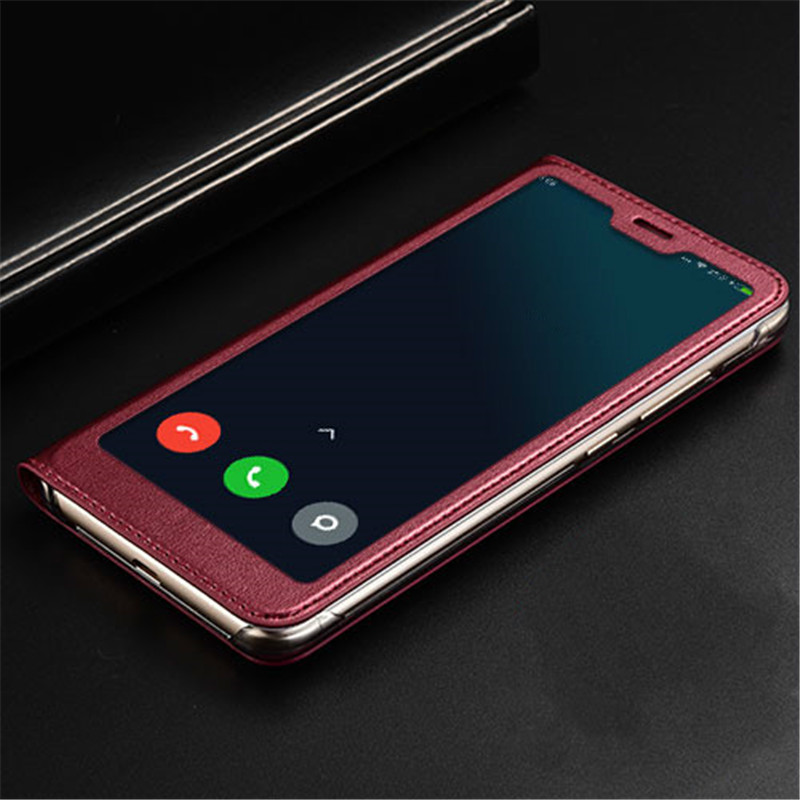 Für Xiaomi Redmi 6A Fall Abdeckung Full View Fenster PU Leder Flip Abdeckung Funda Fall für Xiaomi Redmi 6a Telefon fall Abdeckung: Red