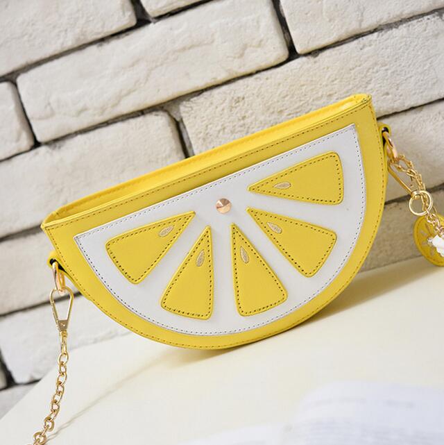 Leuke zomertas voor dames van pu leer, schattige fruitpakketjes, schoudertas met watermeloen: Geel