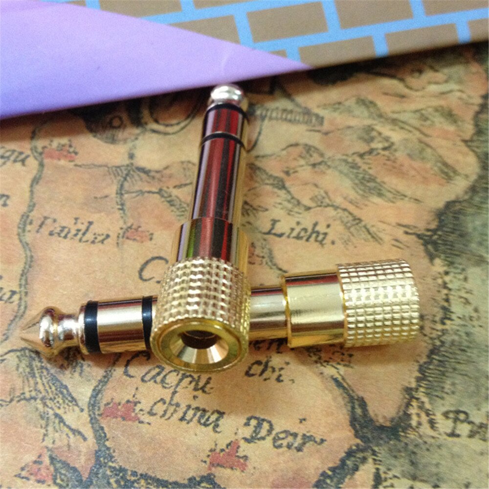 2PCS direct gold-plated microphone headset 3.5mm female hole to turn 6.35 6.5mm male plug small minijack plug Wire Connector
