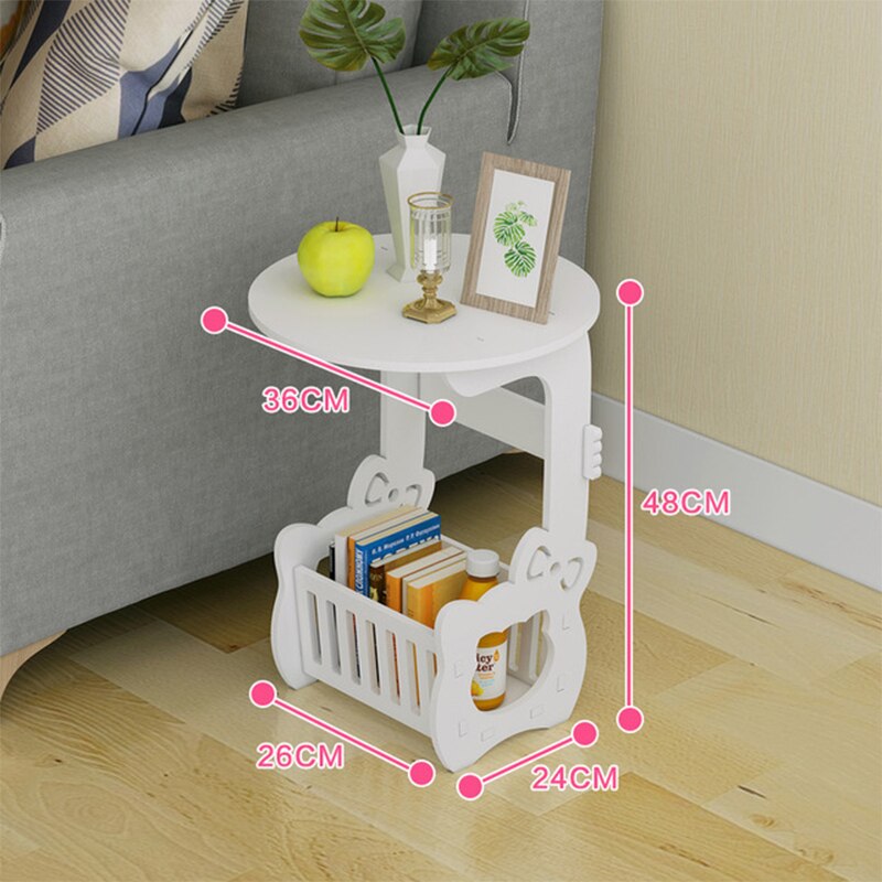 Mini Plastic Round Coffee Table Coffee Table Home Living Room Storage Rack Bedside Table Small Round Table: Default Title