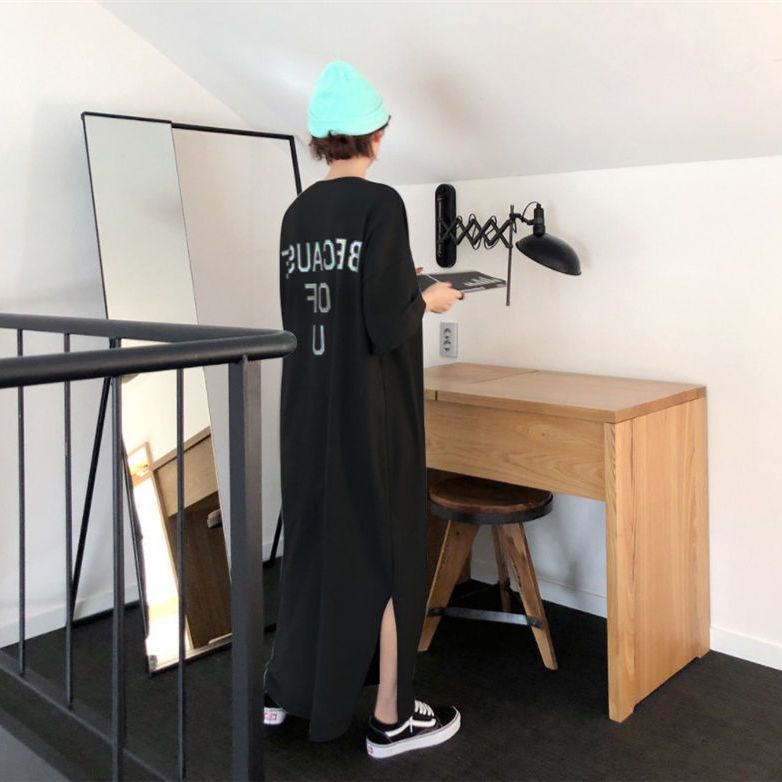 2023 Zomer Effen Kleur T-Shirt Jurk Vrouwen Ronde ... – Grandado