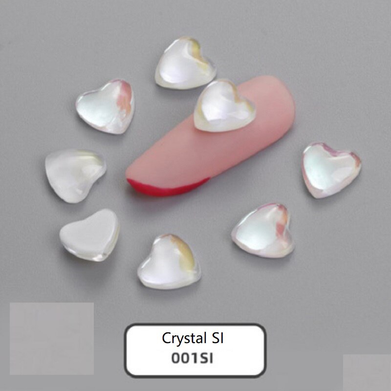 10Pcs 8mm Heart Rhinestone Flat Stones For Manicure Glitter Nail Jewelry Heart Nail Art Kawaii Nail Decoration Korean Nail Parts: Crystal MI