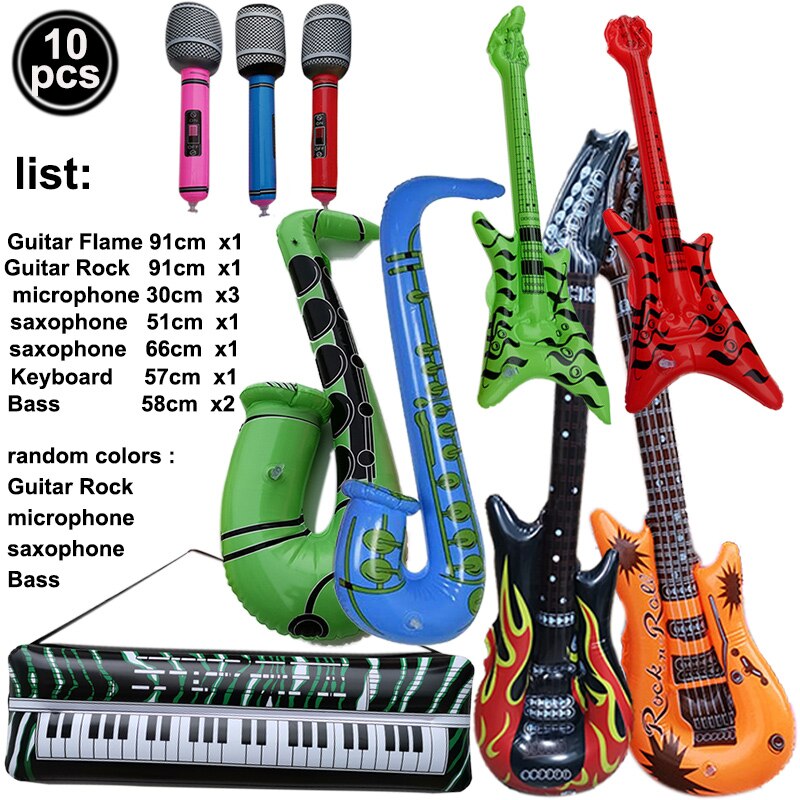 90s Party Decor Inflatable Rock Star ballon set Inflate Rock Musical Instrument Rock Pop Star Disco 80s 90s Retro Party Supplies: AE