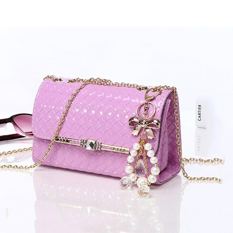 2022 verão moda doce cor lady messenger saco nova corrente feminina bolsa de ombro pequena bolsa crossbody alta qualidade pu festa bolsa: Purple