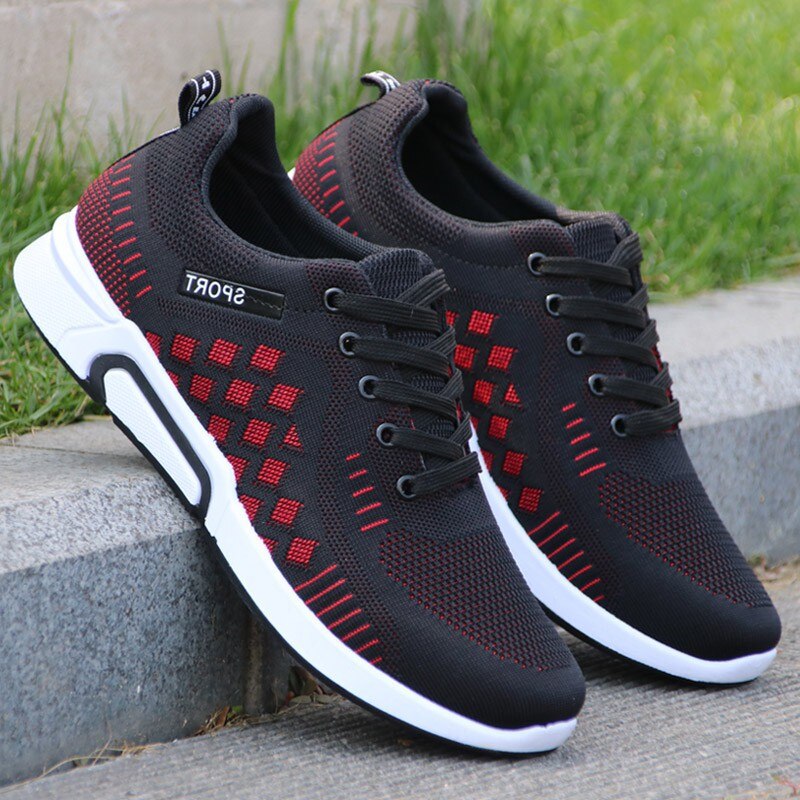 Ademende Casual Schoenen Mannen Beweging Tij Schoenen Studenten Stencil Schoenen Wilde Sneakers Mannen Sportschoenen Canvas: red / 39